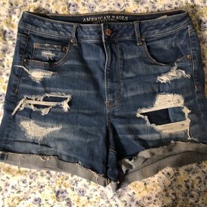 “Super high rise shortie” denim shorts: AE